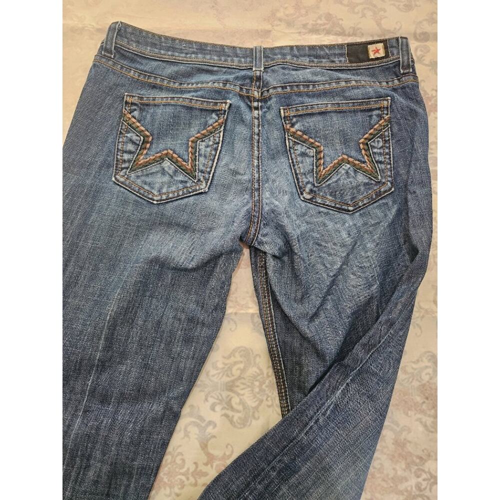 People's Liberation Sz 29 Bootcut Star Pocket Jeans Denim Dark Blue Embroidered